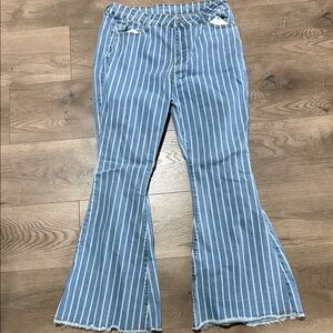 Striped Blue Flared Women's Jeans